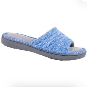 Isotoner House Slippers Slides Size 9.5 10 Womens Blue Space Dye Open Toe